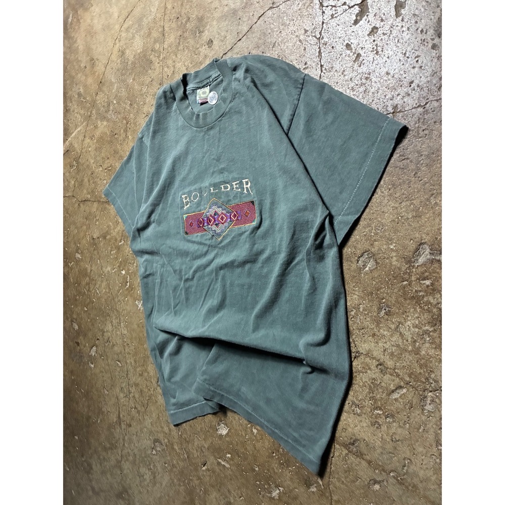 Vintage Fruit of the Loom Boulder Colorado Single Stitch T-Shirt Teal Large - Picture 4 of 7